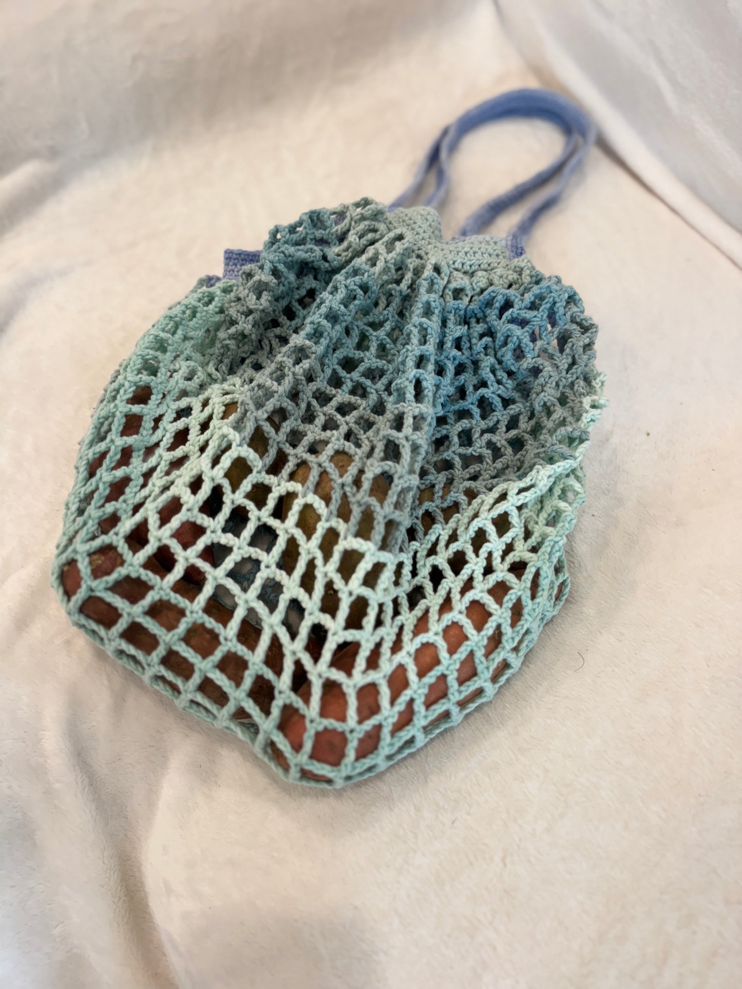 Seaglass Crochet Drawstring Bag